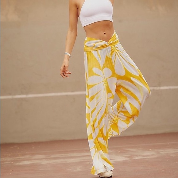 Free People Movement Just Breathe Printed Wide Leg Pants - Picture 2 of 6